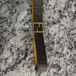 Fendi Brown and Gold Monogram Belt